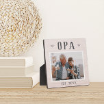 Rustic Personalized Opa Grandpa Photo Plaque<br><div class="desc">Custom grandpa plaque for Father's Day,  birthdays,  or Grandparents Day features a favorite photo of his grandchild or grandkids with "Opa" above in rustic lettering. Personalize with the year he became a grandfather beneath,  or add a custom message or name.</div>