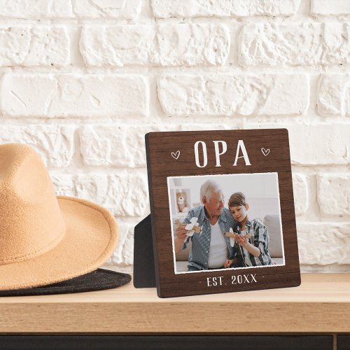 Rustic Personalized Opa Grandpa Photo Plaque