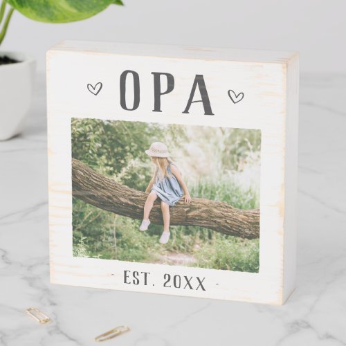 Rustic Personalized Opa Photo Wooden Box Sign