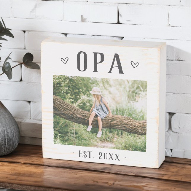 Rustic Personalized Opa Photo Wooden Box Sign (Creator Uploaded)