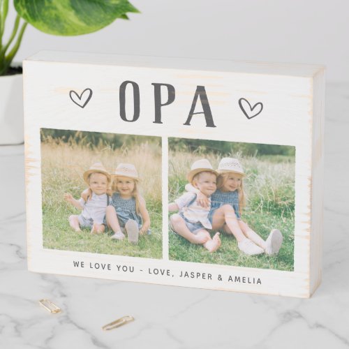 Rustic Personalized Opa Photo Wooden Box Sign