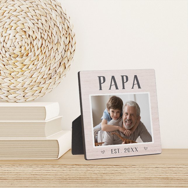 Rustic Personalized Papa Grandpa Photo Plaque (Creator Uploaded)