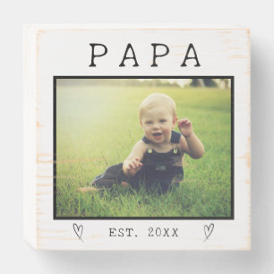 Rustic Personalized Papa Photo Heartwarming Gift  Wooden Box Sign