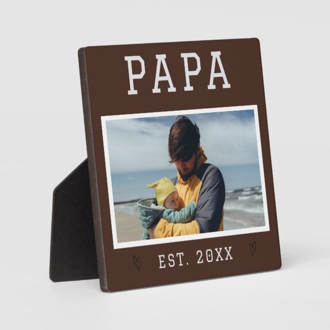 Rustic Personalized Papa Photo Plaque (Front)