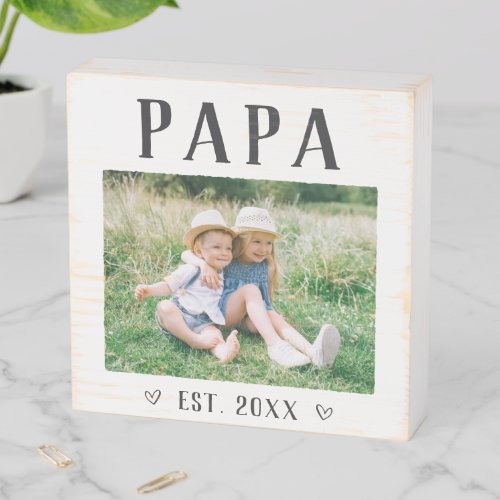 Rustic Personalized Papa Photo Wooden Box Sign