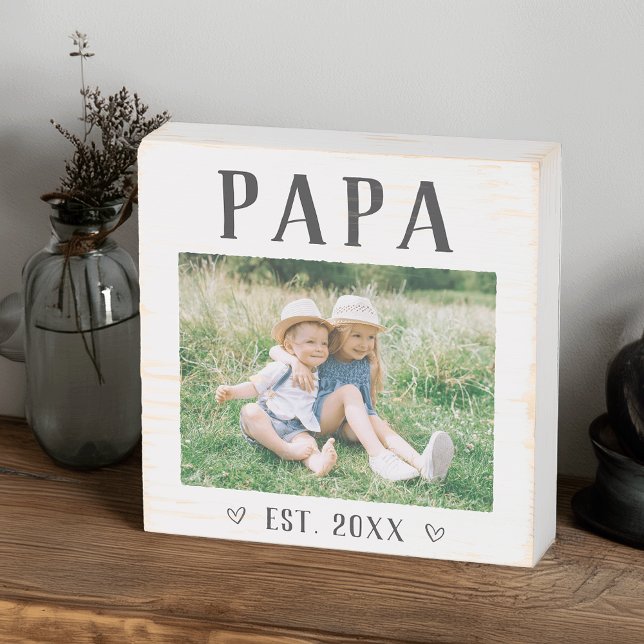 Rustic Personalized Papa Photo Wooden Box Sign (Creator Uploaded)