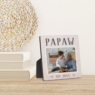 Rustic Personalized Papaw Grandpa Photo Plaque