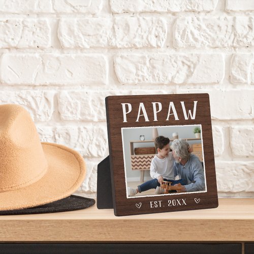 Rustic Personalized Papaw Grandpa Photo Plaque