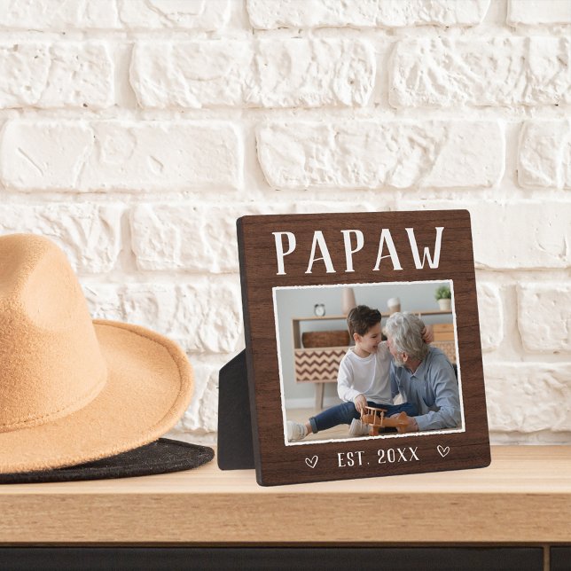Rustic Personalized Papaw Grandpa Photo Plaque (Creator Uploaded)