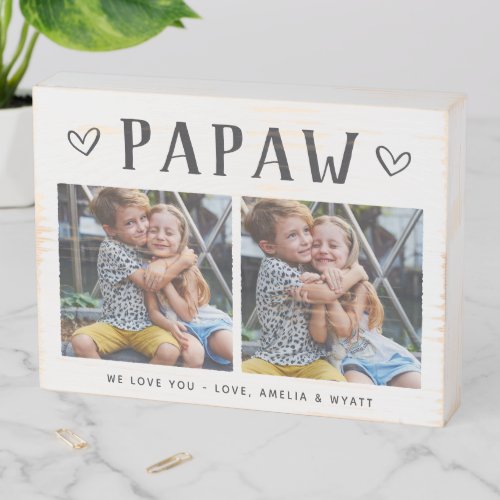 Rustic Personalized Papaw Photo Wooden Box Sign