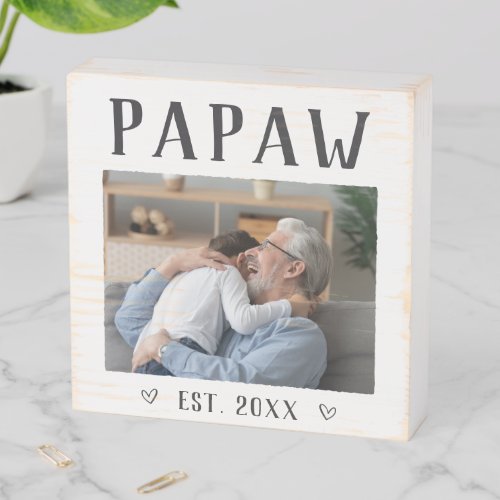 Rustic Personalized Papaw Photo Wooden Box Sign