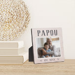 Rustic Personalized Papou Grandpa Photo Plaque<br><div class="desc">Custom grandpa plaque for Father's Day,  birthdays,  or Grandparents Day features a favorite photo of his grandchild or grandkids with "Papou" above in rustic lettering. Personalize with the year he became a grandfather beneath,  or add a custom message or name.</div>