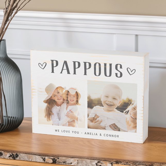 Rustic Personalized Pappous Photo Wooden Box Sign (Creator Uploaded)