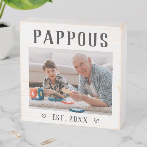 Rustic Personalized Pappous Photo Wooden Box Sign