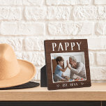 Rustic Personalized Pappy Grandpa Photo Plaque<br><div class="desc">Custom grandpa plaque for Father's Day,  birthdays,  or Grandparents Day features a favorite photo of his grandchild or grandkids with "Pappy" above in rustic lettering. Personalize with the year he became a grandfather beneath,  or add a custom message or name.</div>