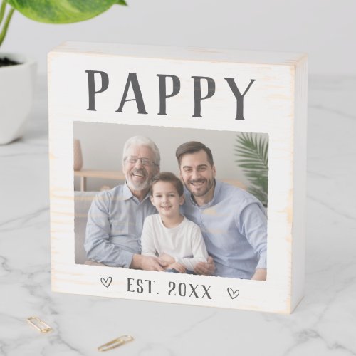 Rustic Personalized Pappy Photo Wooden Box Sign