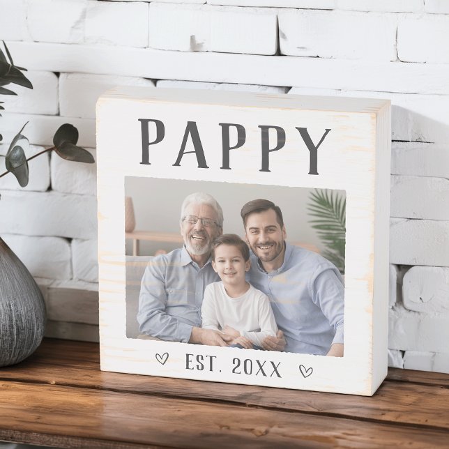 Rustic Personalized Pappy Photo Wooden Box Sign (Creator Uploaded)