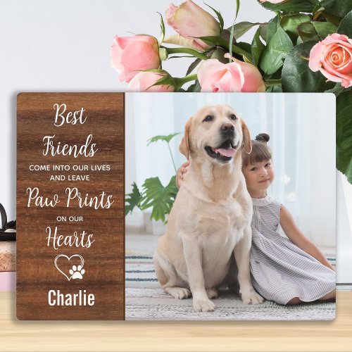 Rustic Personalized Paw Prints Pet Memorial Plaque