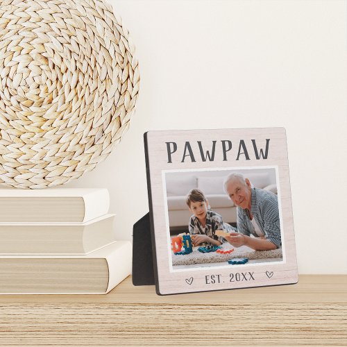 Rustic Personalized Pawpaw Grandpa Photo Plaque