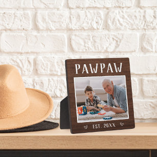 Rustic Personalized Pawpaw Grandpa Photo Plaque