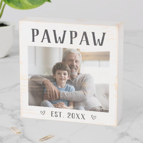 Rustic Personalized Pawpaw Photo Wooden Box Sign