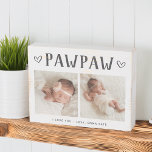 Rustic Personalized Pawpaw Photo Wooden Box Sign<br><div class="desc">Charming wood sign for Father's Day or Grandparents Day features two photos side by side with "Pawpaw" above in rustic lettering. Personalize with the year he became a grandfather beneath,  or add a custom message or names.</div>