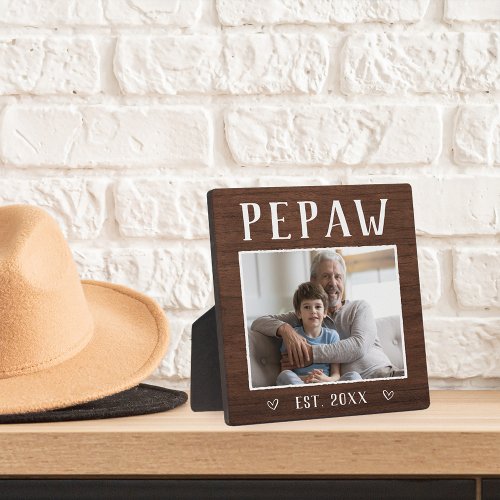 Rustic Personalized Pepaw Grandpa Photo Plaque