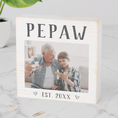 Rustic Personalized Pepaw Photo Wooden Box Sign