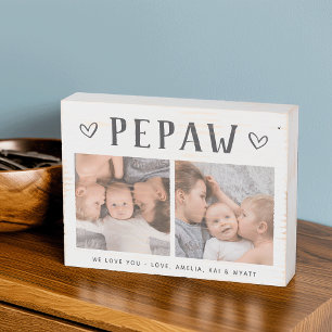 Rustic Personalized Pepaw Photo Wooden Box Sign