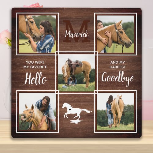Rustic Personalized Pet Horse Memorial Photo Plaque