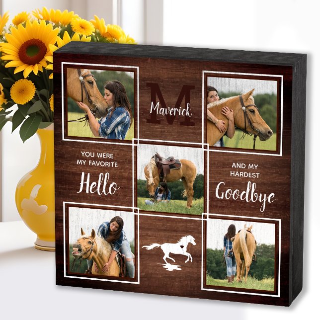 Rustic Personalized Pet Horse Memorial Photo Wooden Box Sign (Creator Uploaded)