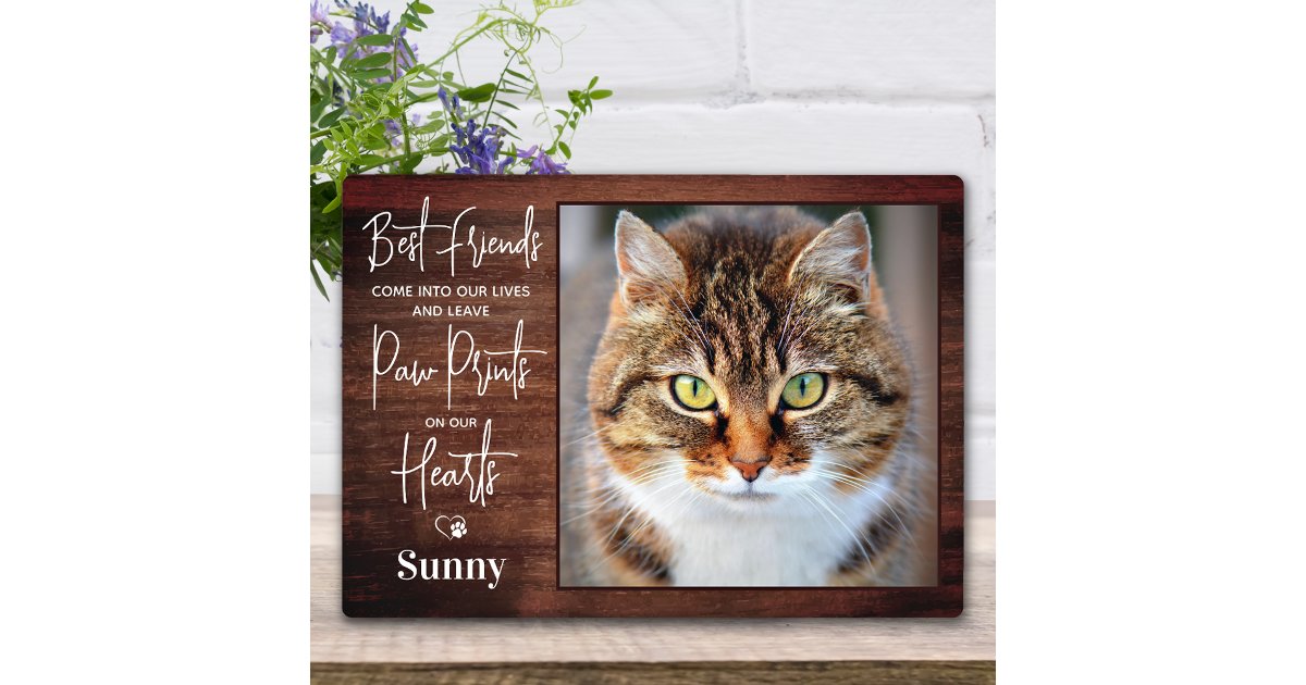 Rustic Personalized Pet Memorial Cat Photo Plaque | Zazzle