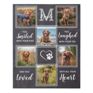 Rustic Personalized Pet Memorial Dog 6 Photo Faux Canvas Print