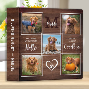 Rustic Personalized Pet Memorial Dog Photo Album 3 Ring Binder