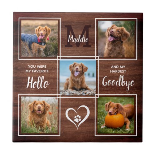 Rustic Personalized Pet Memorial Photo Collage Ceramic Tile