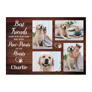 Rustic Personalized Pet Memorial Photo Collage Dog Acrylic Print