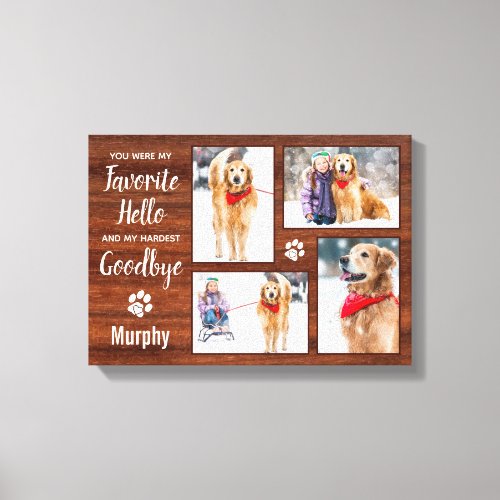 Rustic Personalized Pet Memorial Photo Collage Dog Canvas Print