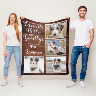 Rustic Personalized Pet Memorial Photo Collage Fleece Blanket