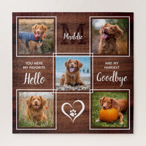 Rustic Personalized Pet Memorial Photo Collage Jig Jigsaw Puzzle