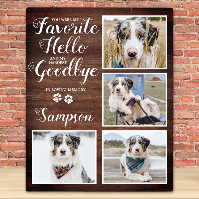 Rustic Personalized Pet Memorial Photo Collage Plaque (Creator Uploaded)