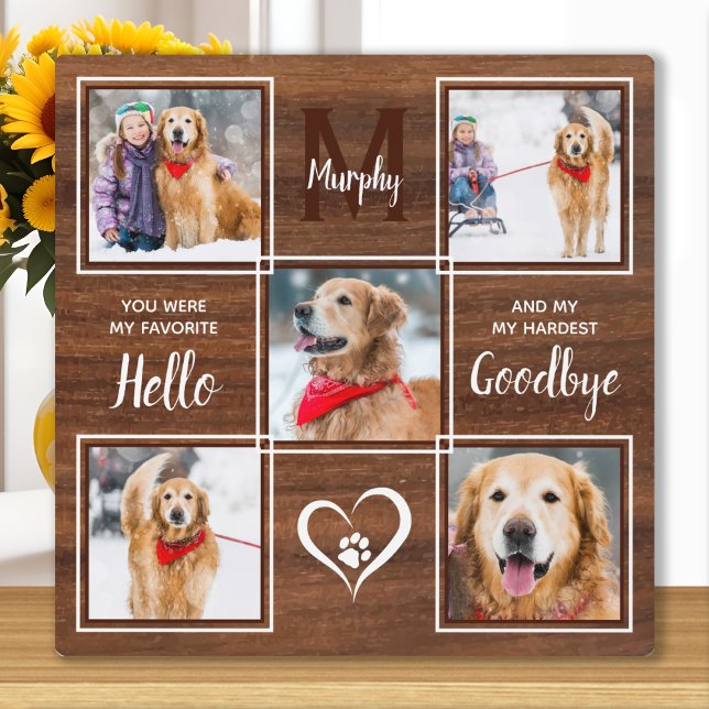 Rustic Personalized Pet Memorial Photo Collage Plaque (Creator Uploaded)