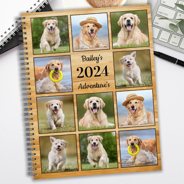 Rustic Personalized Pet Puppy Dog Photo Collage Planner (Creator Uploaded)