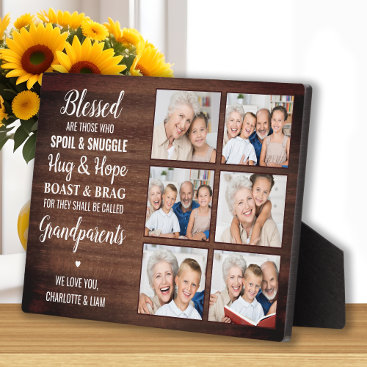 Rustic Personalized Photo Collage Grandparents  Plaque