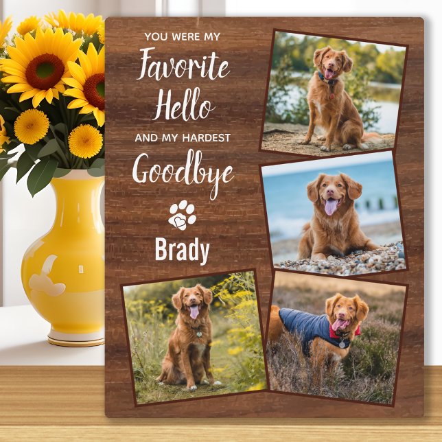 Rustic Personalized Photo Collage Pet Memorial Plaque (Creator Uploaded)