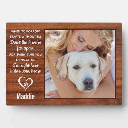 Rustic Personalized Photo Keepsake Pet Memorial Plaque