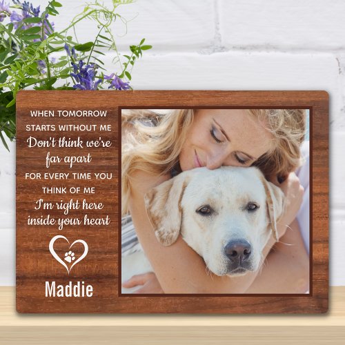 Rustic Personalized Photo Keepsake Pet Memorial Plaque
