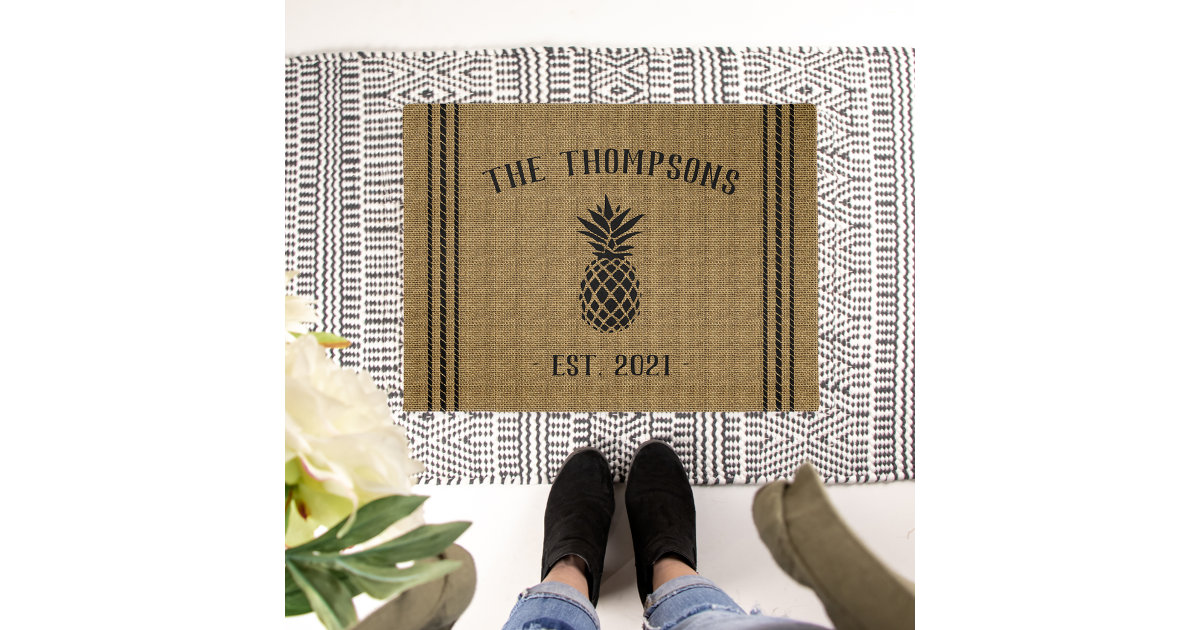 Rustic Personalized Pineapple Doormat Zazzle