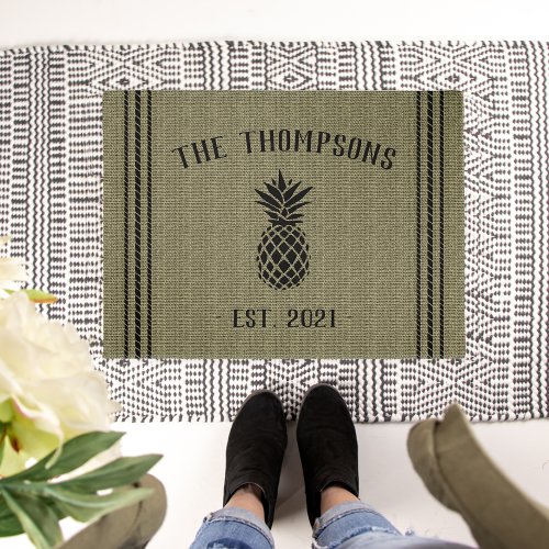 Rustic Personalized Pineapple Doormat