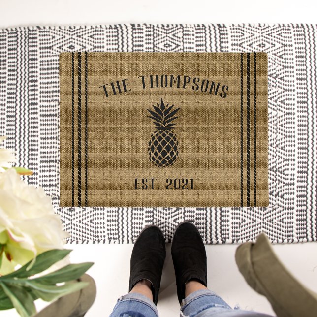 Rustic Personalized Pineapple Doormat (Creator Uploaded)
