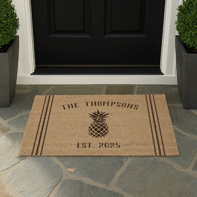 Rustic Personalized Pineapple Fiber Doormat (Creator Uploaded)